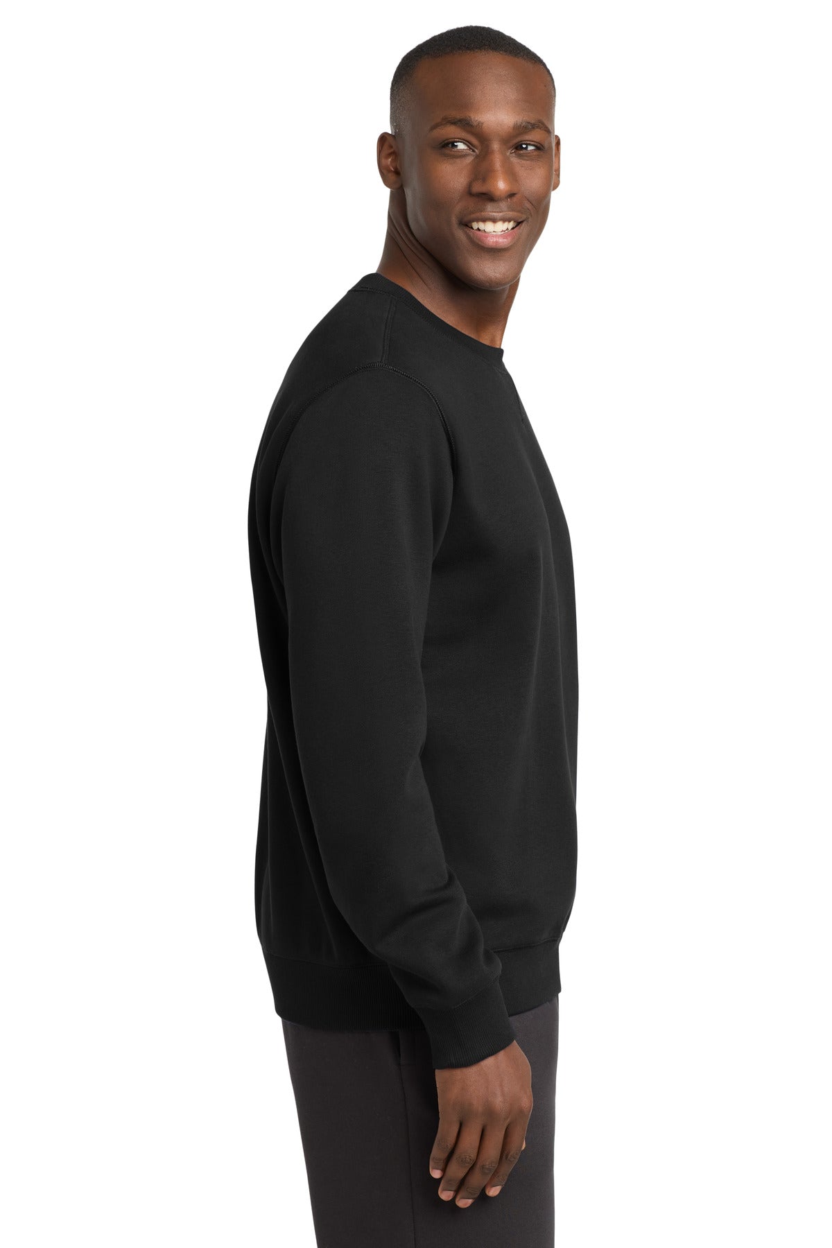 Black Sport-Tek Crewneck Sweatshirt. ST266 plain