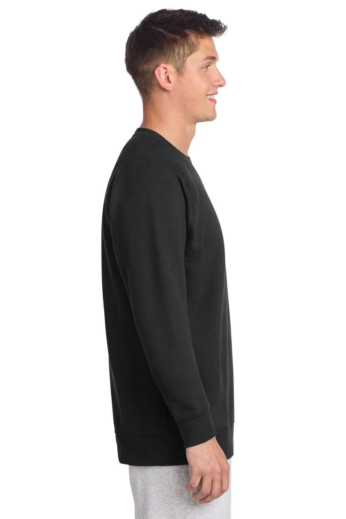 Black Sport-Tek Drive Fleece Crewneck STF203 plain