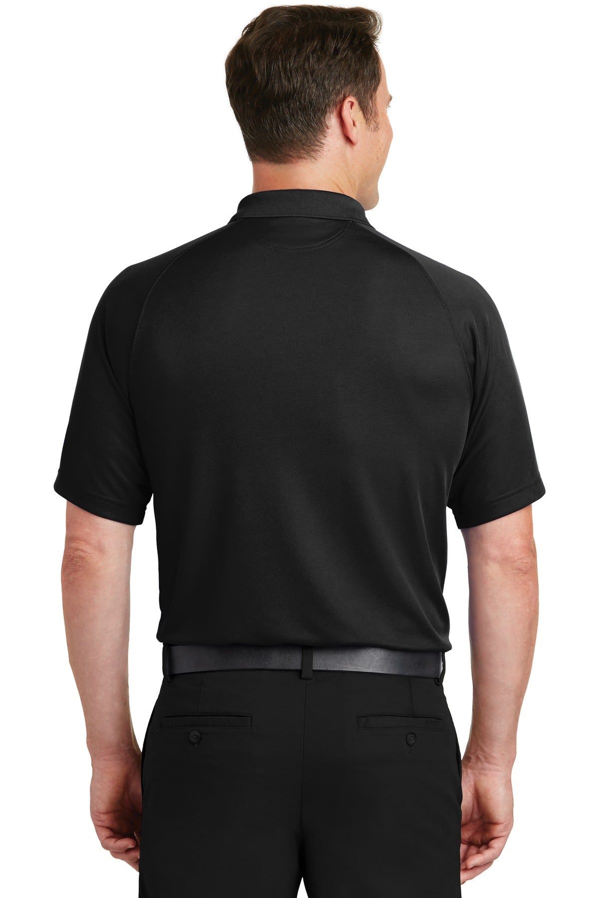 Black Sport-Tek Dry Zone Raglan Polo. T475 plain