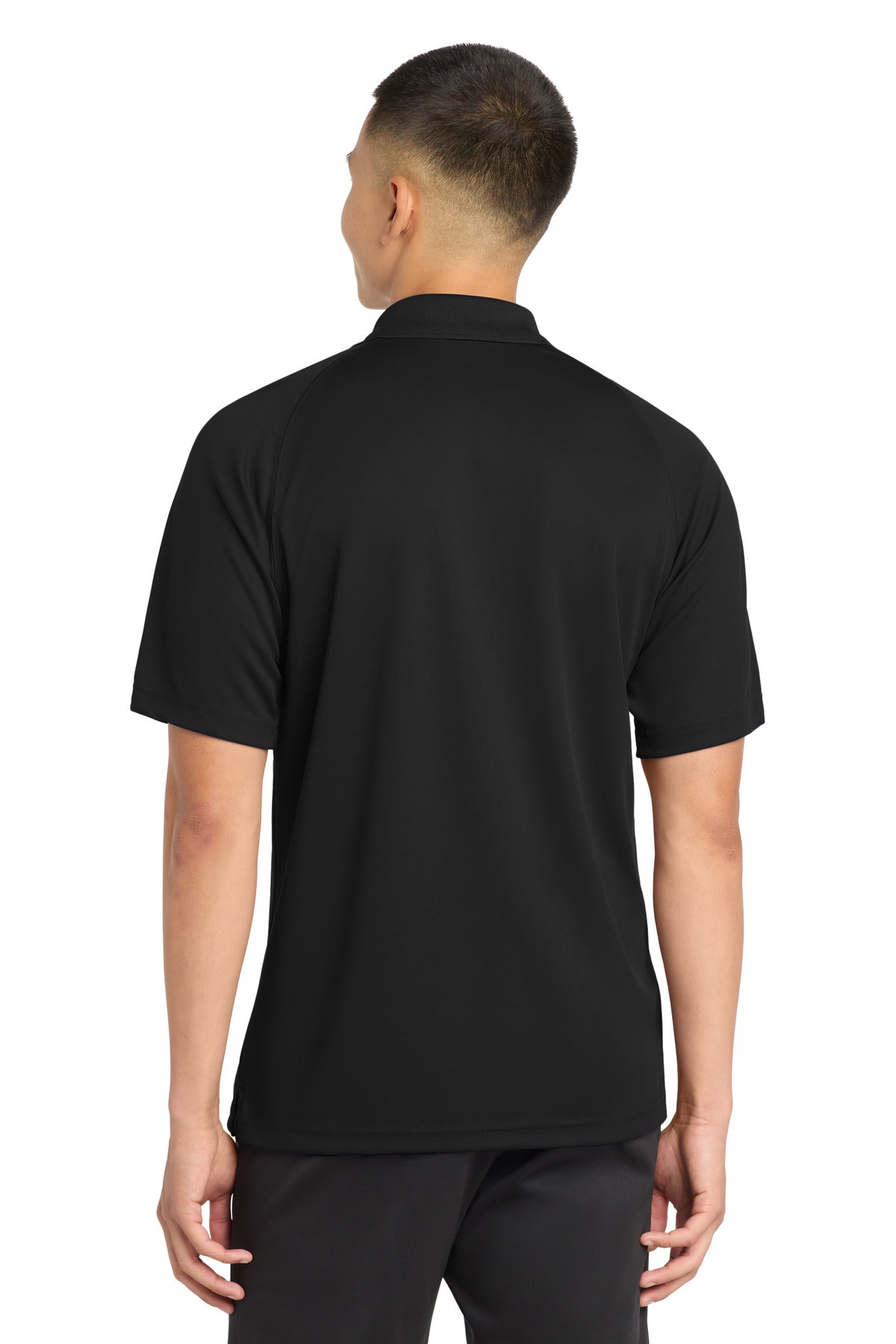 Black Sport-Tek Dry Zone Raglan Polo. T475 plain