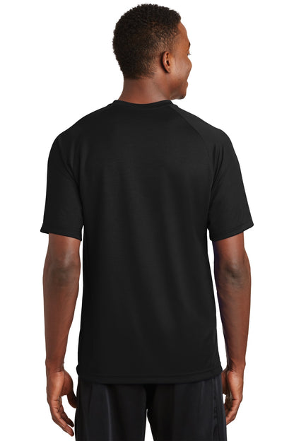 Black Sport-Tek Dry Zone Short Sleeve Raglan T-Shirt. T473 plain