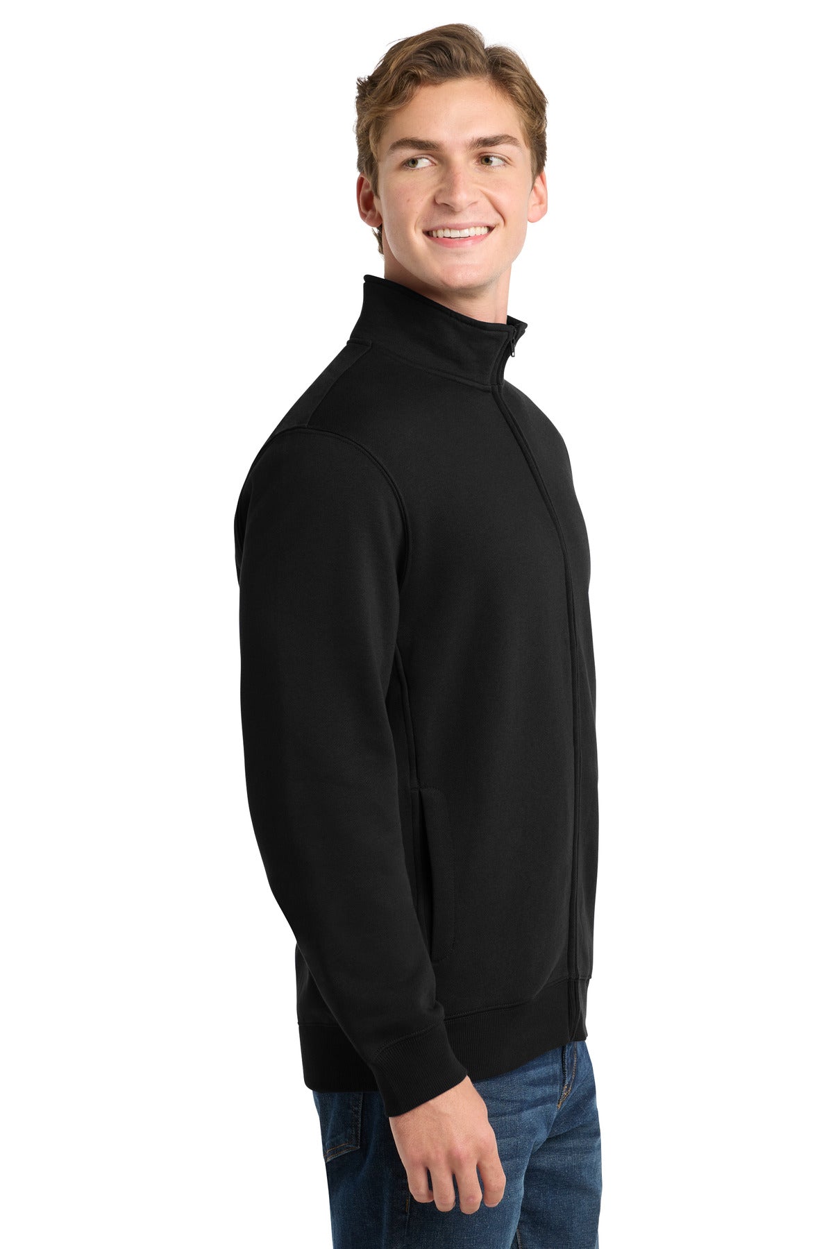 Black Sport-Tek Full-Zip Sweatshirt. ST259 plain