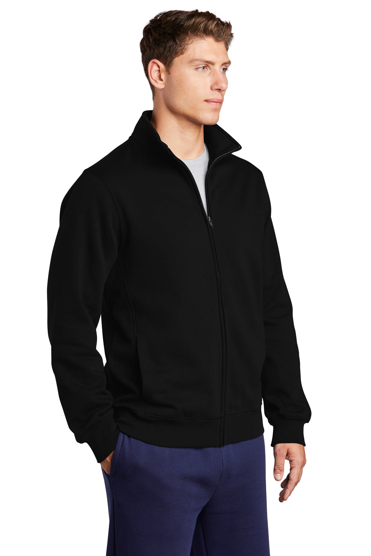 Black Sport-Tek Full-Zip Sweatshirt. ST259 plain