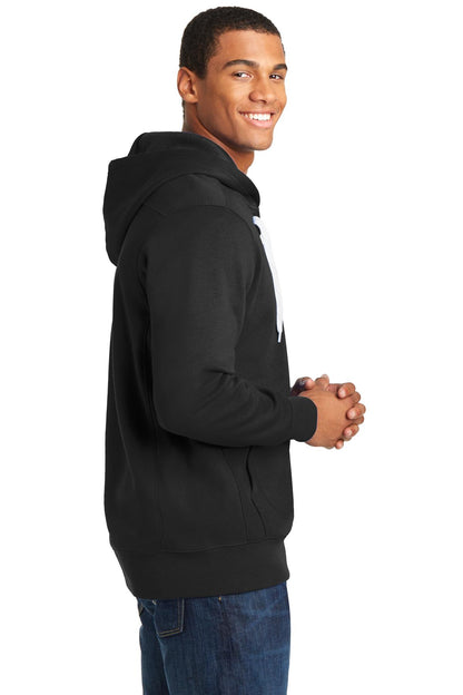 Black Sport-Tek Lace Up Pullover Hooded Sweatshirt. ST271 plain