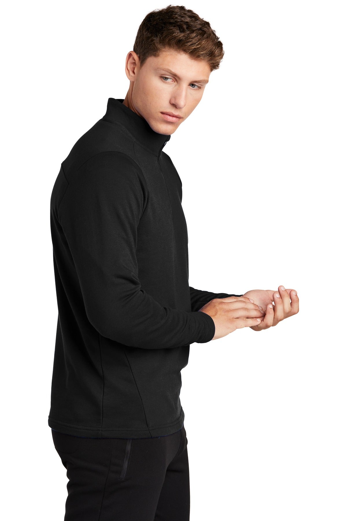 Black Sport-Tek Lightweight French Terry 1/4-Zip Pullover. ST273 plain