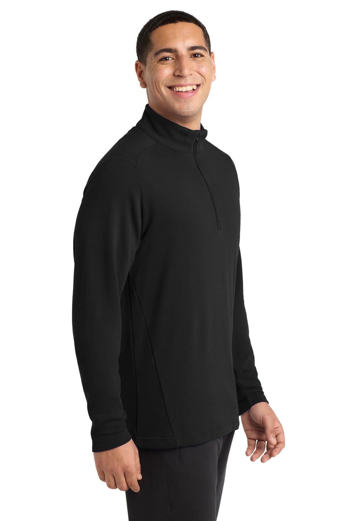 Black Sport-Tek Lightweight French Terry 1/4-Zip Pullover. ST273 plain
