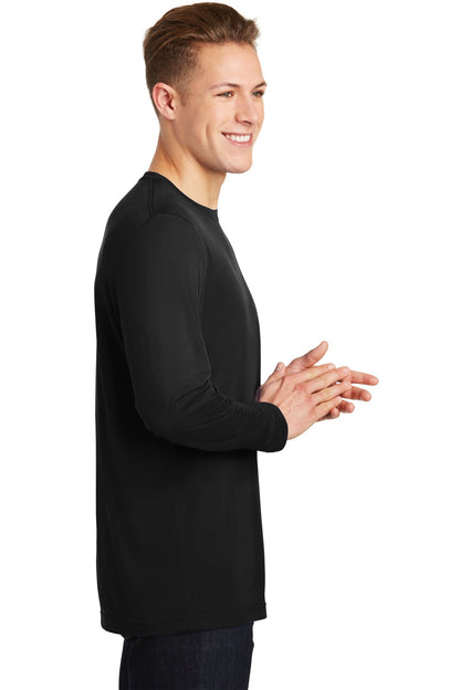 Black Sport-Tek Long Sleeve PosiCharge Competitor Cotton Touch Tee. ST450LS plain