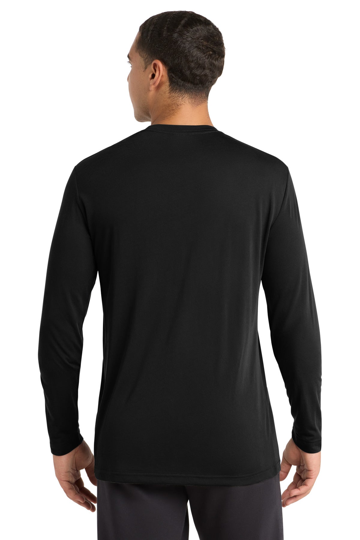 Black Sport-Tek Long Sleeve PosiCharge Competitor Cotton Touch Tee. ST450LS plain