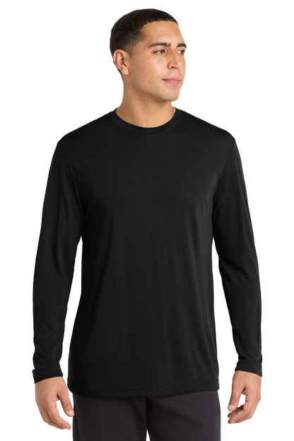 Black Sport-Tek Long Sleeve PosiCharge Competitor Cotton Touch Tee. ST450LS plain