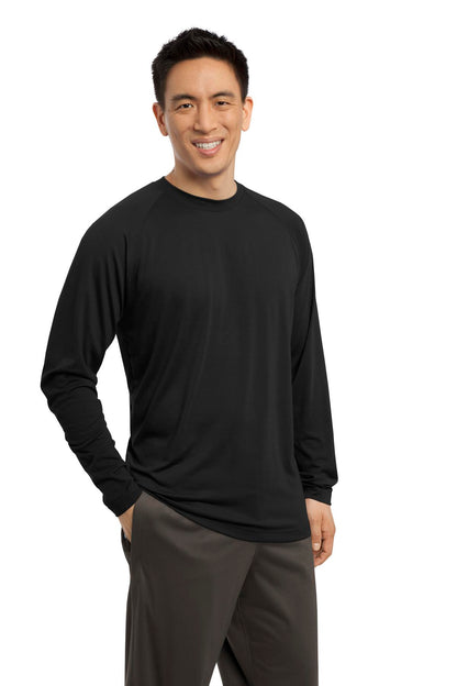 Black Sport-Tek Long Sleeve Ultimate Performance Crew. ST700LS plain