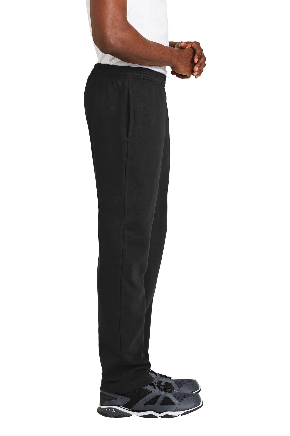 Black Sport-Tek Open Bottom Sweatpant. ST257 plain