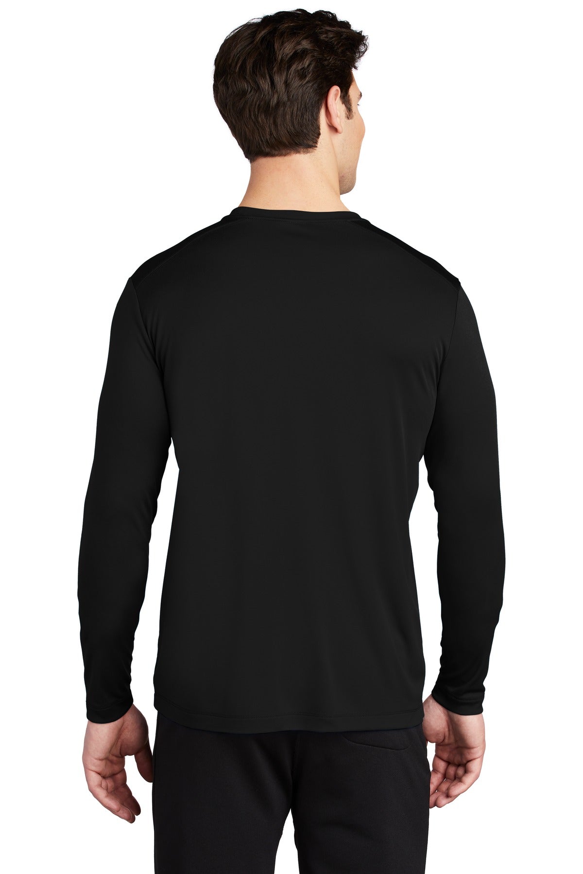 Black Sport-Tek Posi-UV Pro Long Sleeve Tee. ST420LS plain