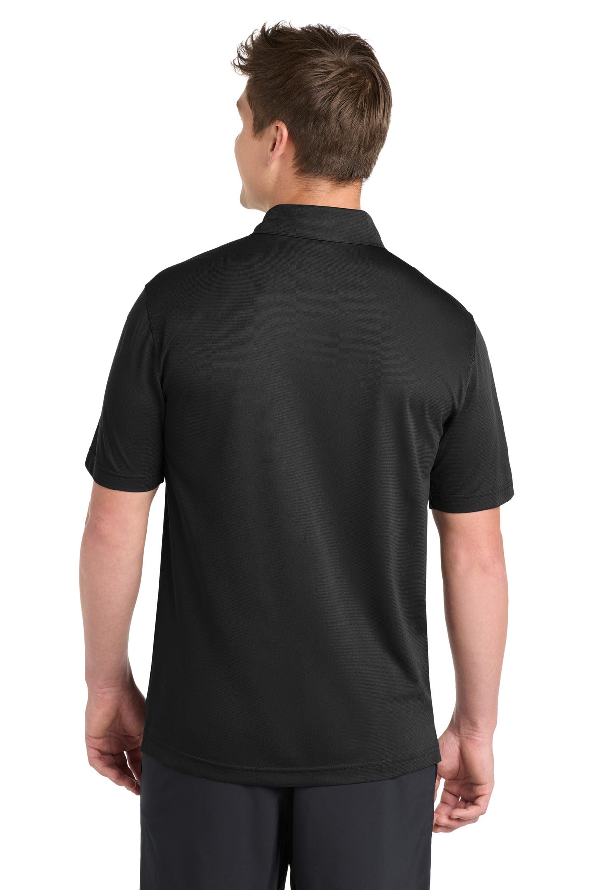 Black Sport-Tek PosiCharge Active Textured Polo. ST690 plain