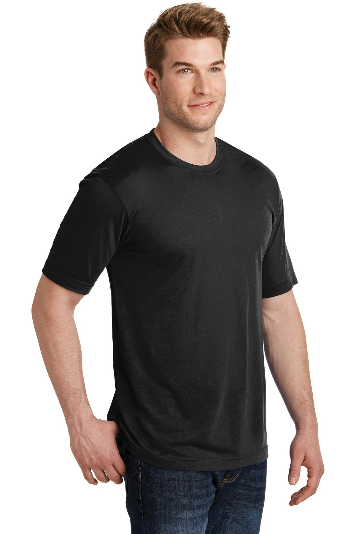 Black Sport-Tek PosiCharge Competitor Cotton Touch Tee. ST450 plain