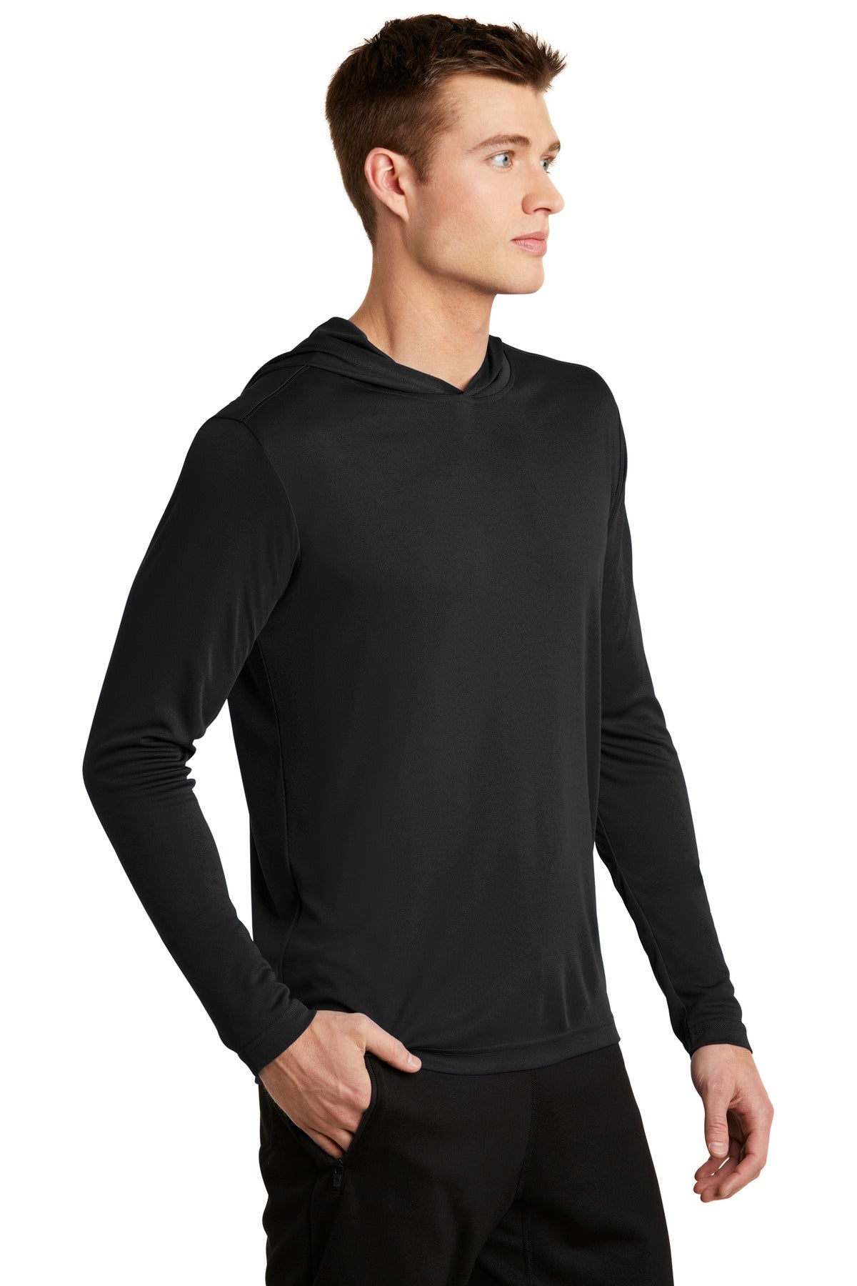 Black Sport-Tek PosiCharge Competitor Hooded Pullover. ST358 plain