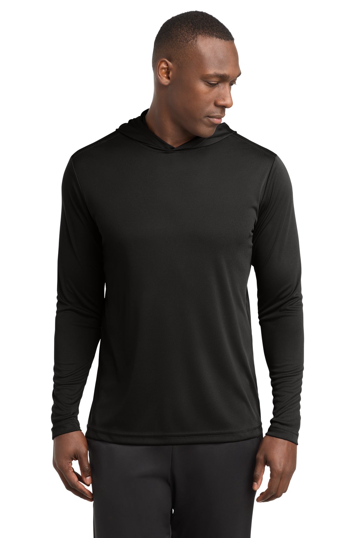 Black Sport-Tek PosiCharge Competitor Hooded Pullover. ST358 plain