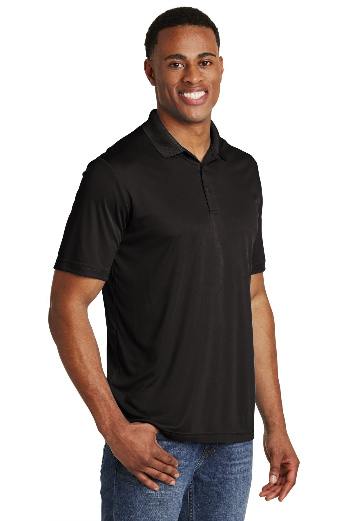 Black Sport-Tek PosiCharge Competitor Polo. ST550 plain