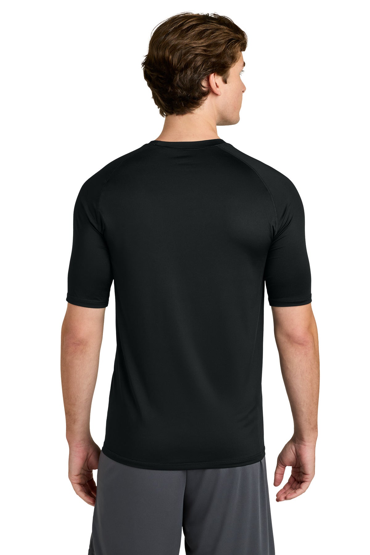 Black Sport-Tek PosiCharge Compression 1/2-Sleeve Tee ST120 plain