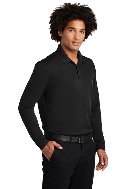 Black Sport-Tek PosiCharge RacerMesh Long Sleeve Polo. ST640LS plain