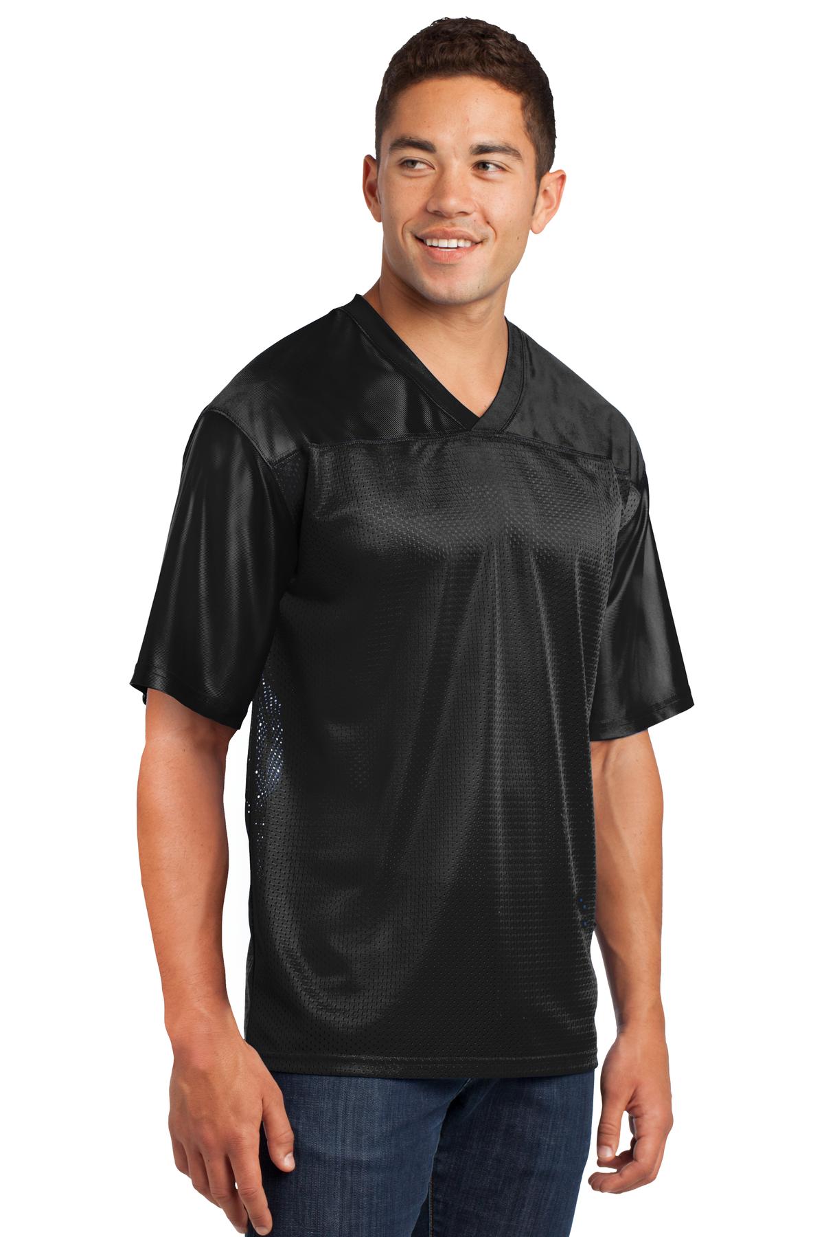 Black Sport-Tek PosiCharge Replica Jersey. ST307 plain