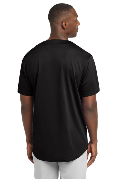 Black Sport-Tek PosiCharge Tough Mesh Full-Button Jersey. ST220 plain