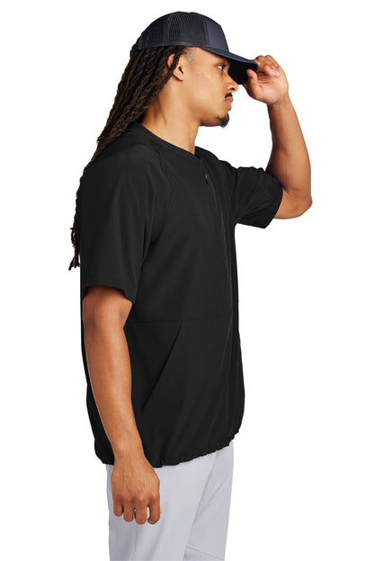 Black Sport-Tek Repeat 1/2-Zip Short Sleeve Jacket JST489 plain
