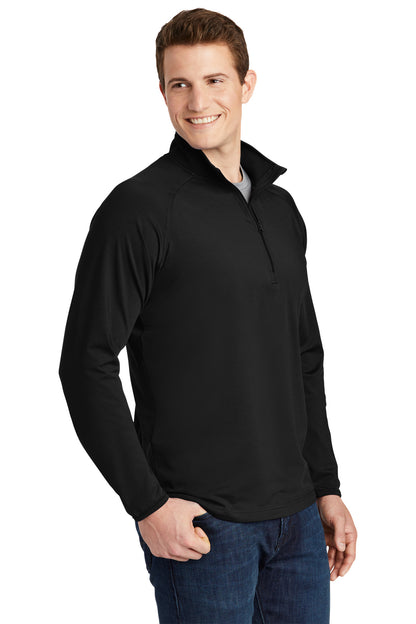 Black Sport-Tek Sport-Wick Stretch 1/4-Zip Pullover. ST850 plain