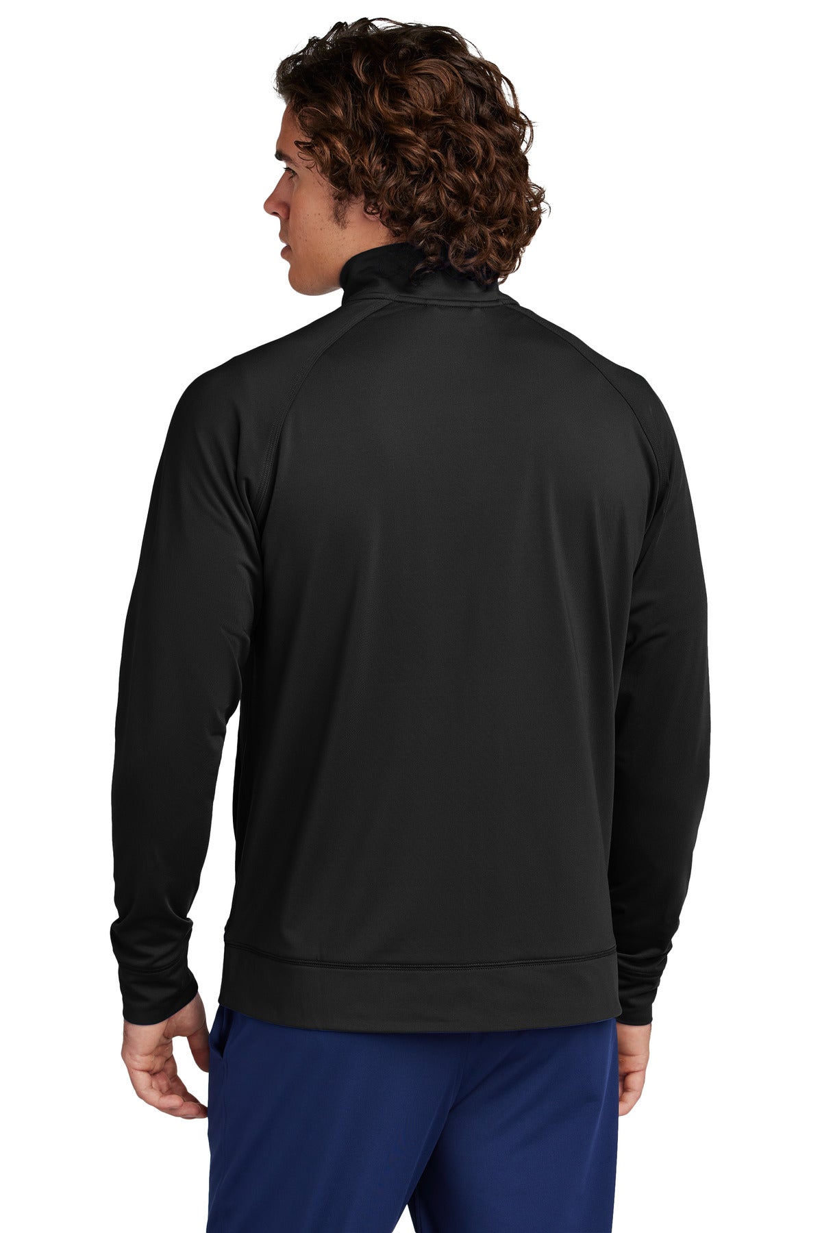 Black Sport-Tek Sport-Wick Stretch Full-Zip Cadet Jacket ST857 plain