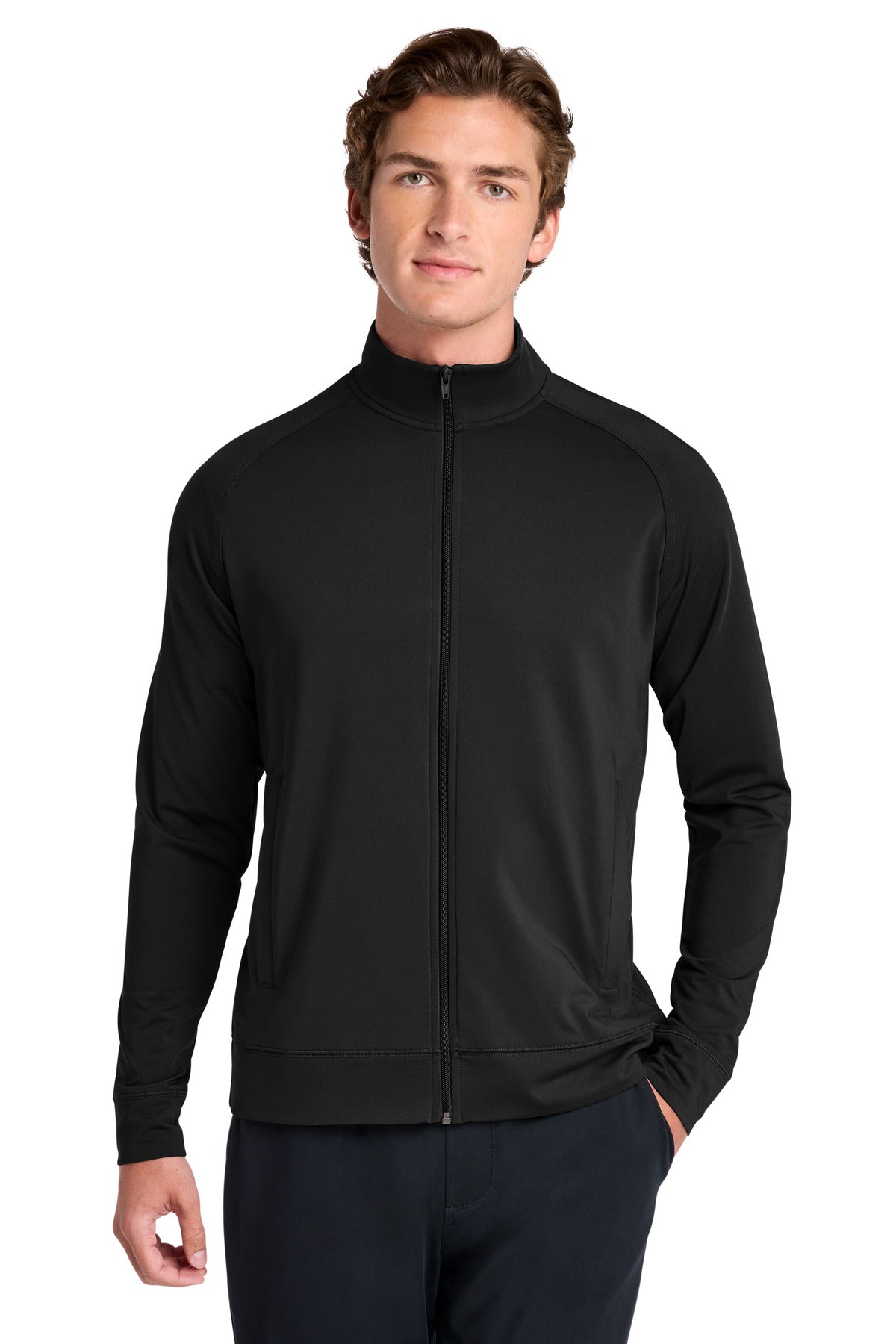 Black Sport-Tek Sport-Wick Stretch Full-Zip Cadet Jacket ST857