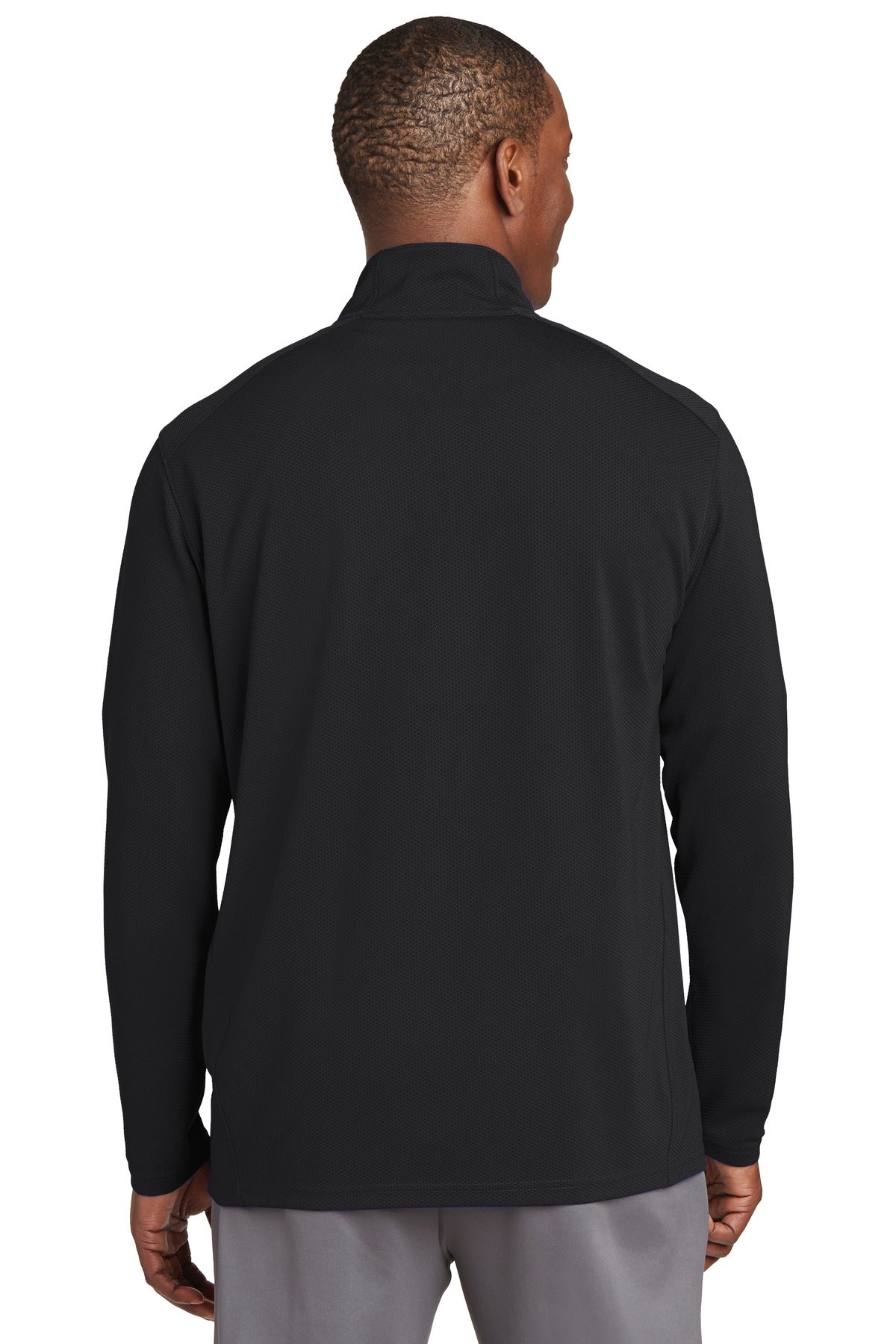 Black Sport-Tek Sport-Wick Textured 1/4-Zip Pullover. ST860 plain