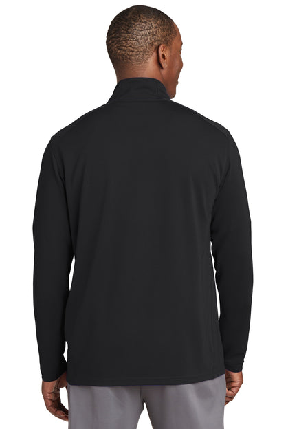 Black Sport-Tek Sport-Wick Textured 1/4-Zip Pullover. ST860 plain