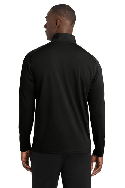 Black Sport-Tek Sport-Wick Textured 1/4-Zip Pullover. ST860 plain