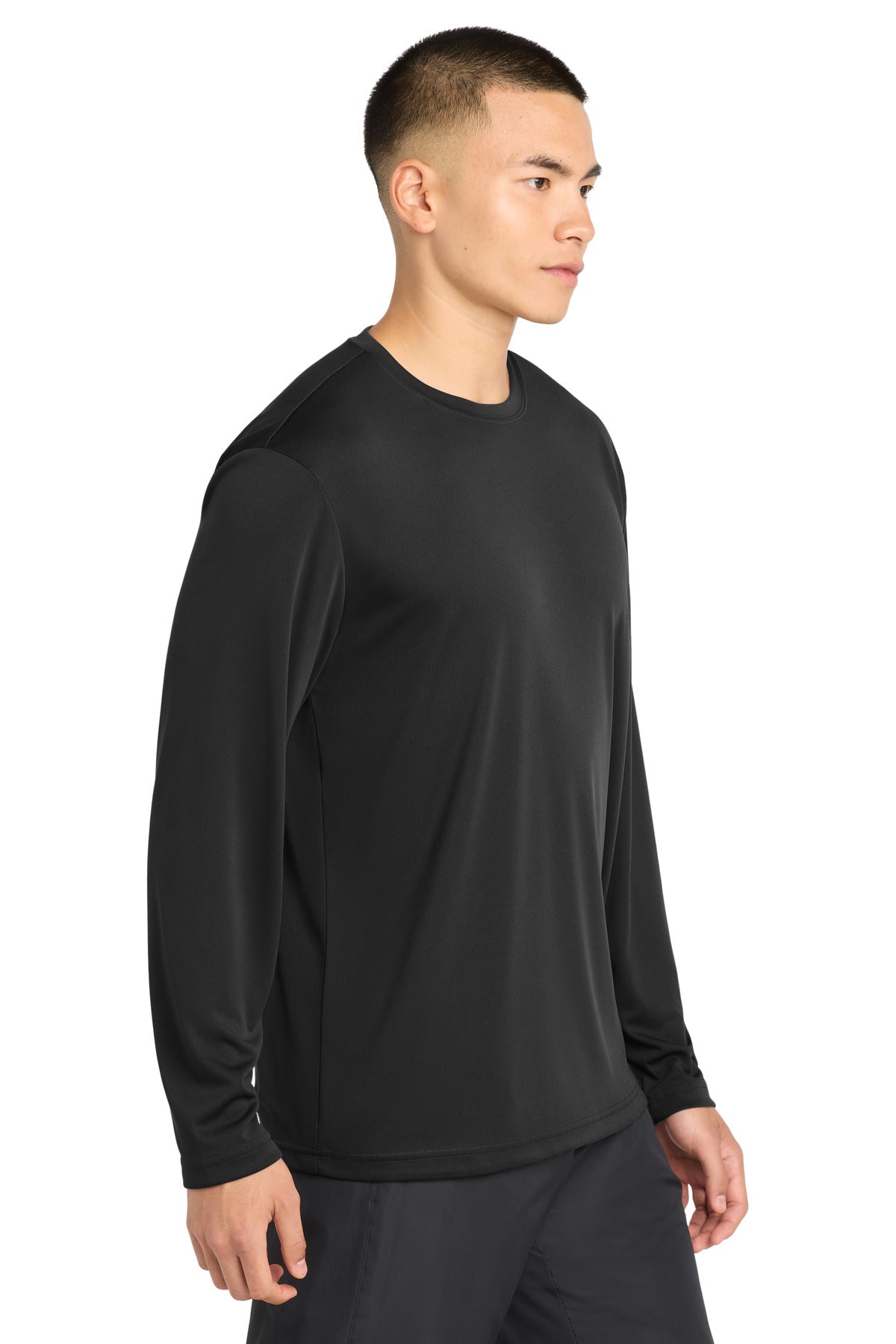 Black Sport-Tek Tall Long Sleeve PosiCharge Competitor Tee. TST350LS plain