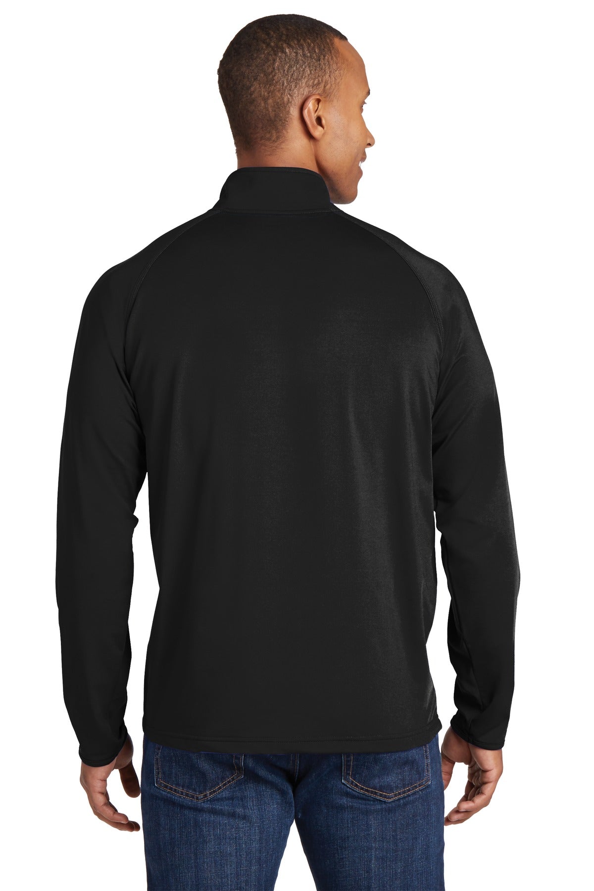 Black Sport-Tek Tall Sport-Wick Stretch 1/4-Zip Pullover. TST850 plain