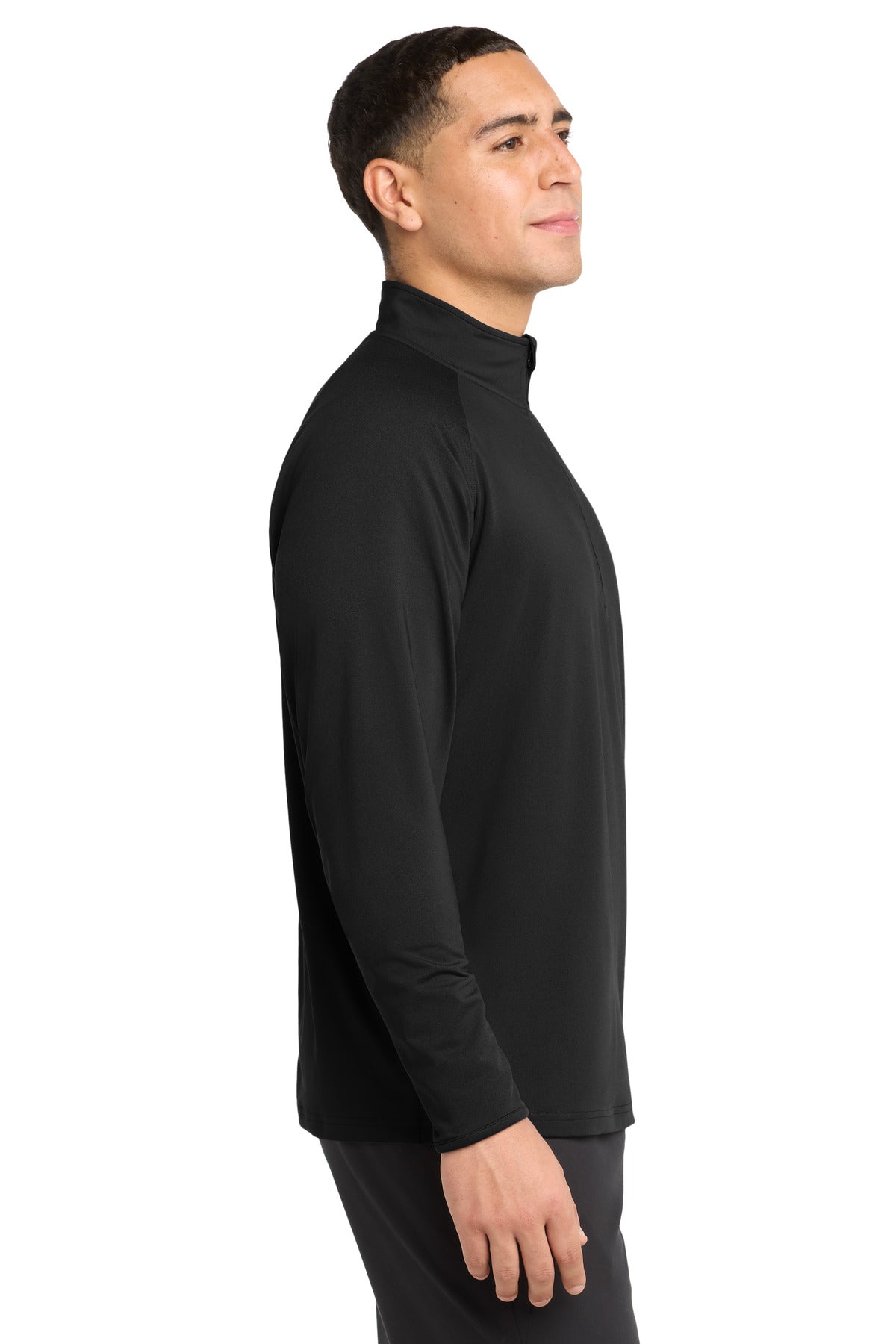 Black Sport-Tek Tall Sport-Wick Stretch 1/4-Zip Pullover. TST850 plain