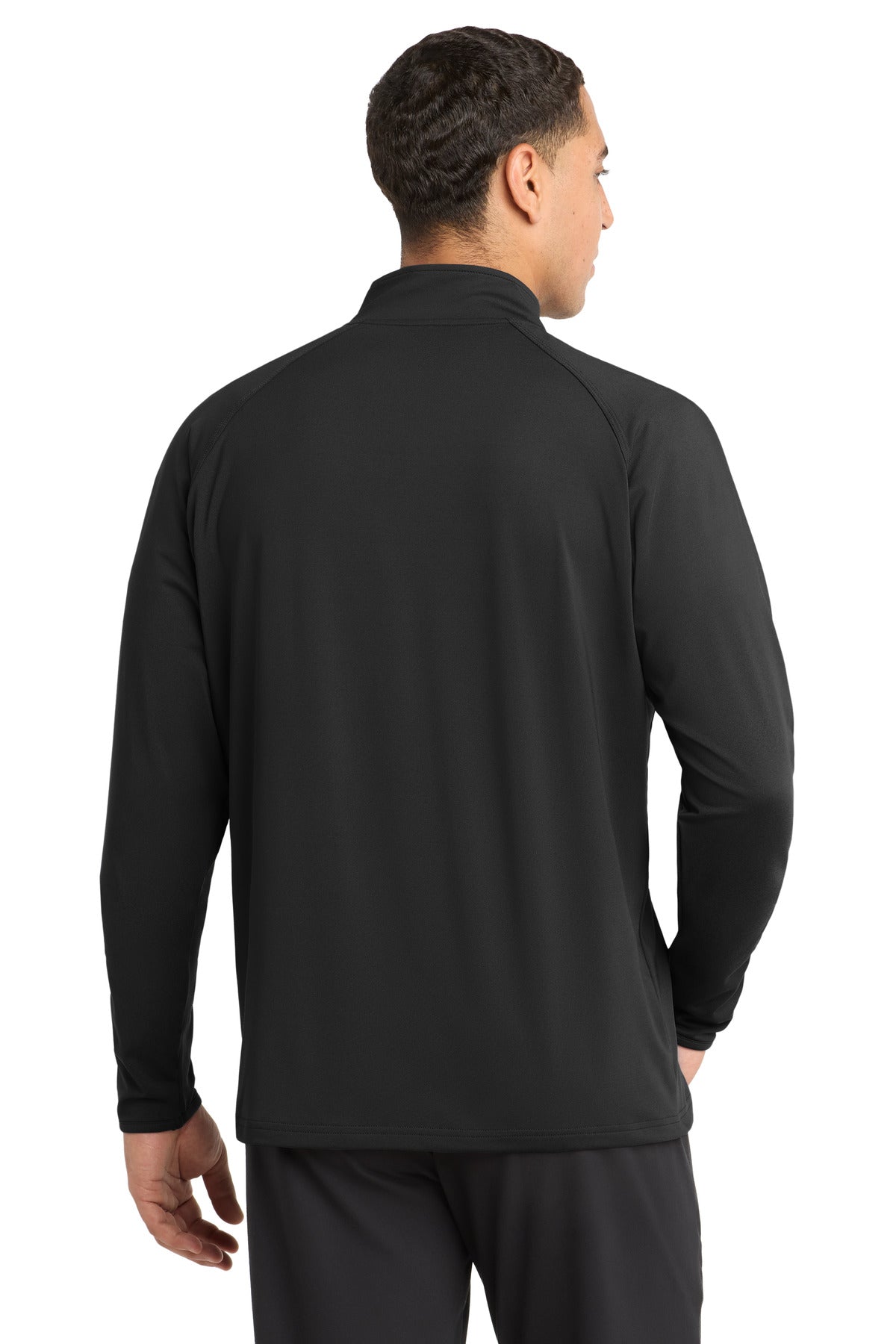 Black Sport-Tek Tall Sport-Wick Stretch 1/4-Zip Pullover. TST850 plain