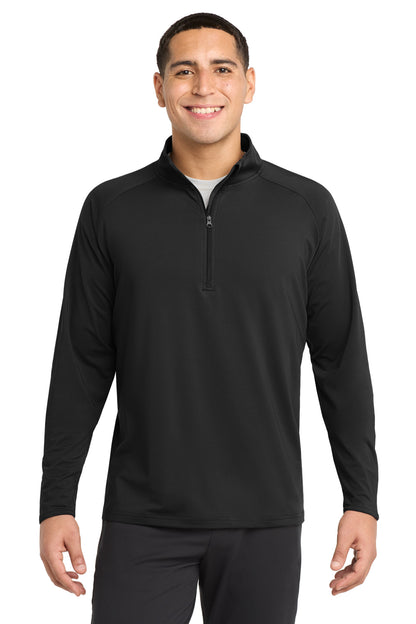 Black Sport-Tek Tall Sport-Wick Stretch 1/4-Zip Pullover. TST850 plain