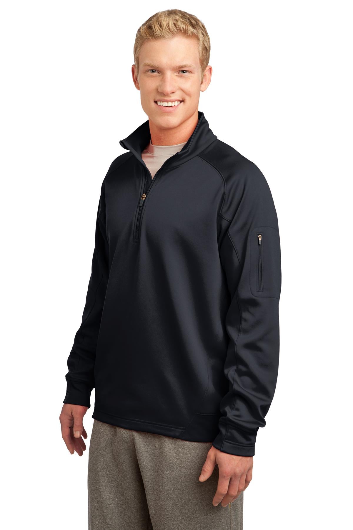 Black Sport-Tek Tech Fleece 1/4-Zip Pullover. F247 plain