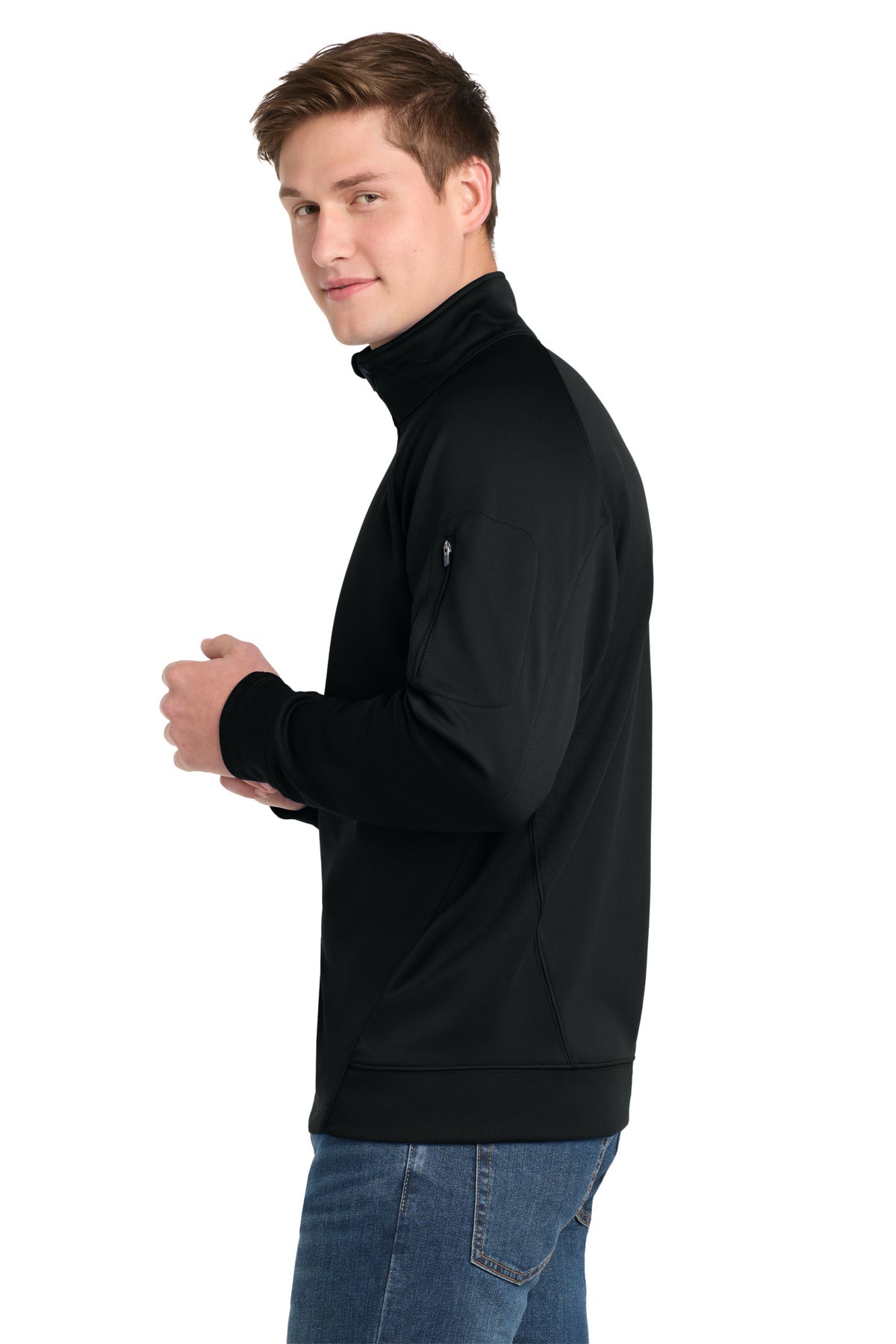 Black Sport-Tek Tech Fleece 1/4-Zip Pullover. F247 plain