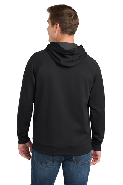 Black Sport-Tek Tech Fleece Hooded Sweatshirt. ST250 plain