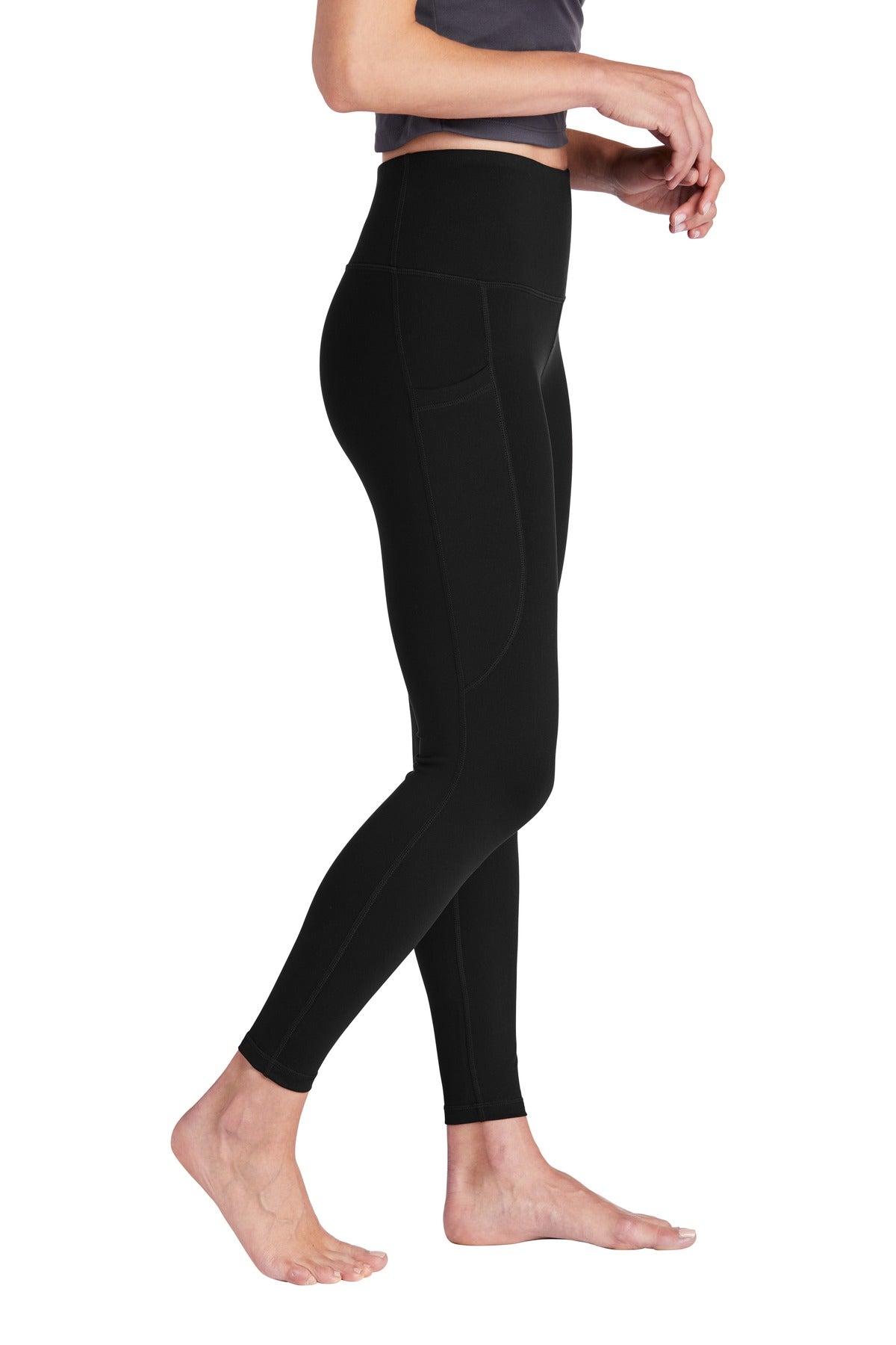 Black Sport-Tek Women's High Rise 7/8 Legging LPST891 plain