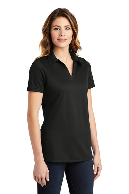 Black Sport-Tek Women's PosiCharge Active Textured Polo. LST690 plain
