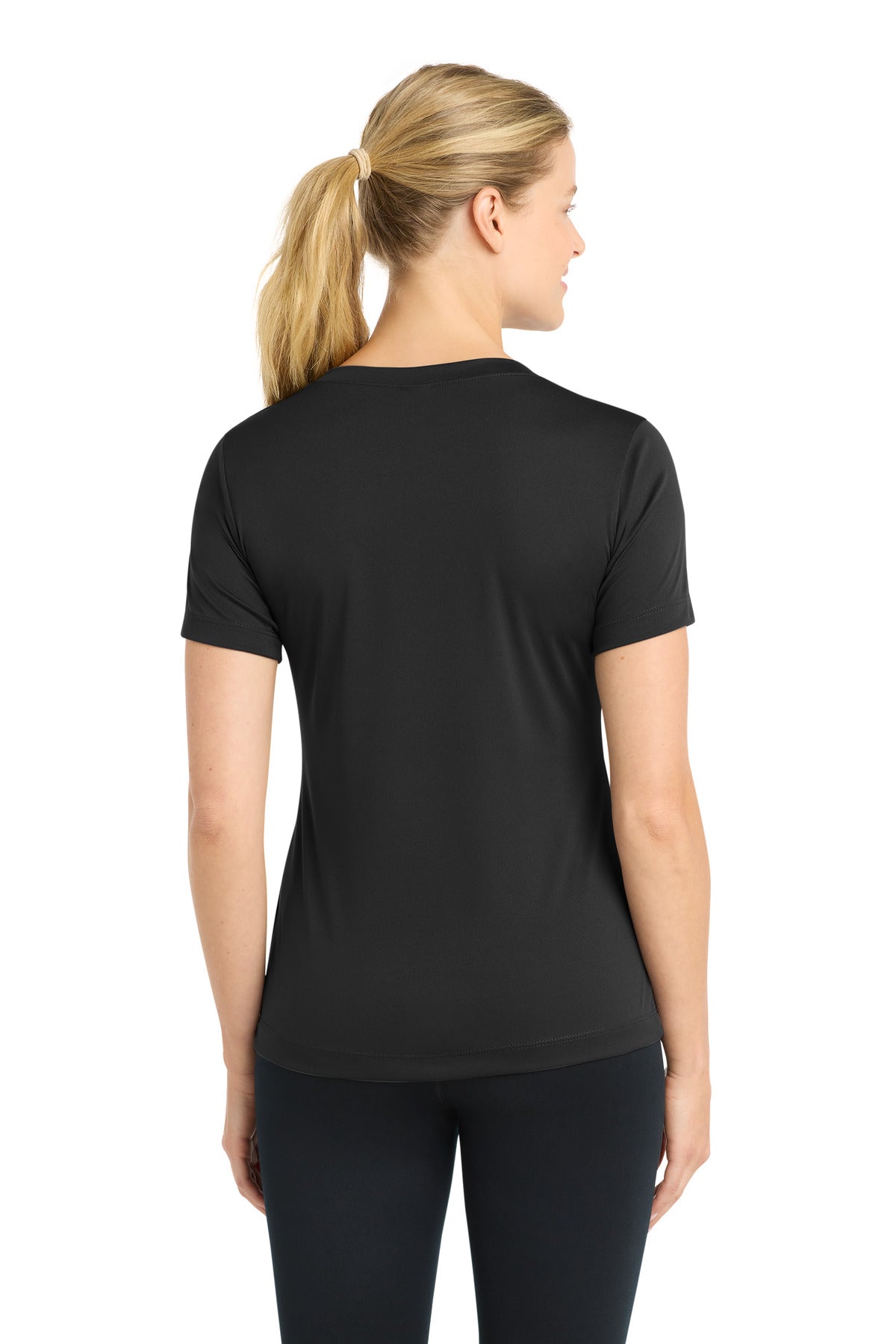 Black Sport-Tek Women's PosiCharge Competitor V-Neck Tee. LST353 plain