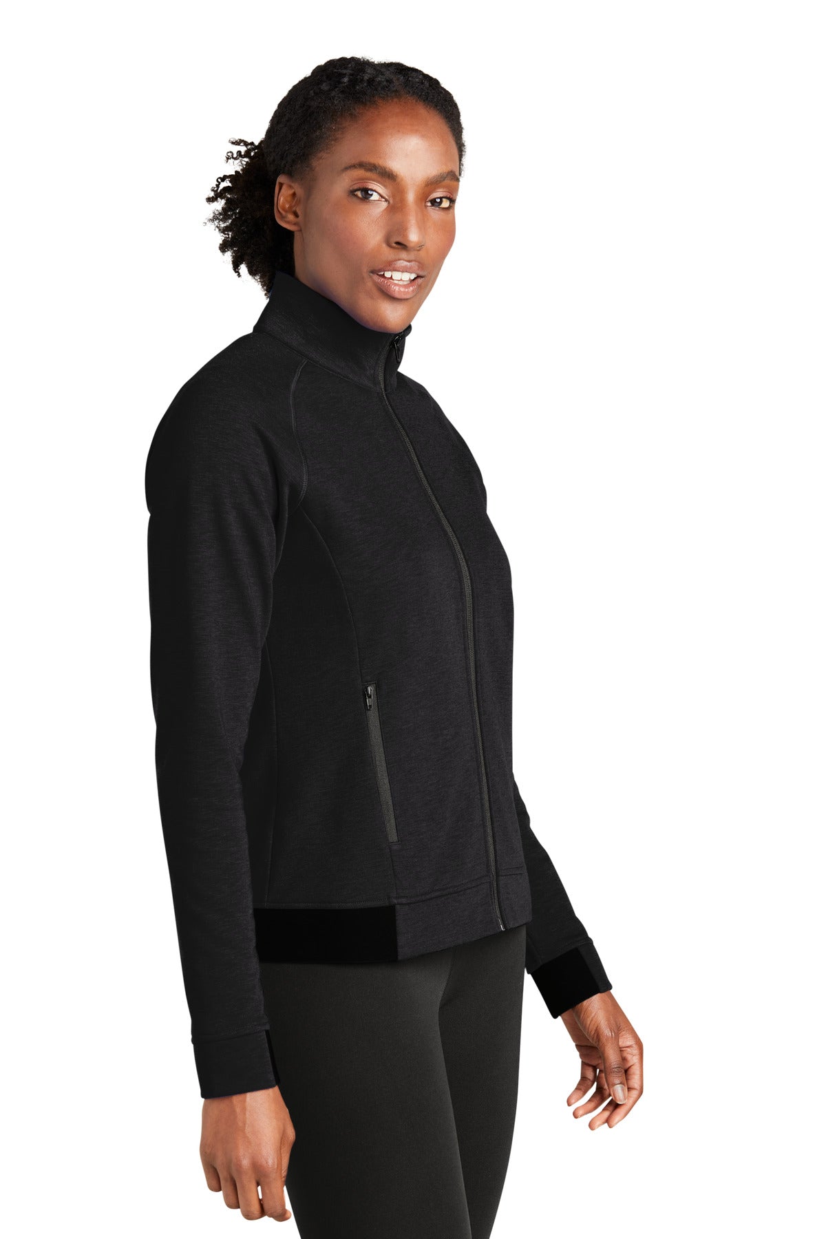 Black Sport-Tek Women's PosiCharge Strive Full-Zip LST570 plain