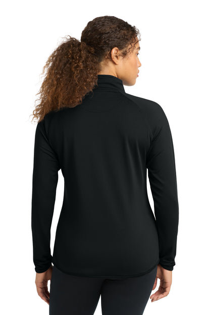 Black Sport-Tek Women's Sport-Wick Stretch 1/4-Zip Pullover. LST850 plain