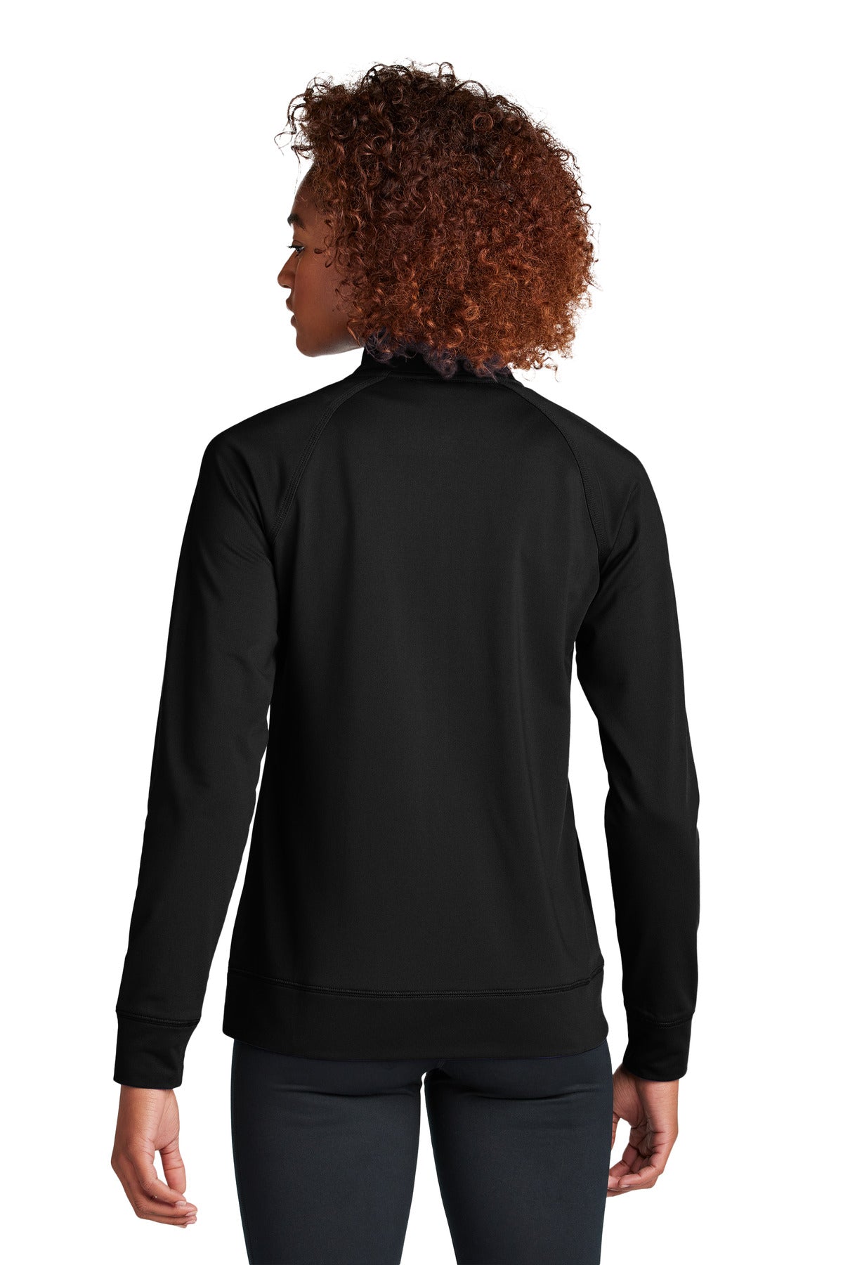 Black Sport-Tek Women's Sport-Wick Stretch Full-Zip Cadet Jacket LST857 plain