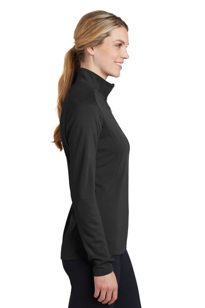 Black Sport-Tek Women's Sport-Wick Textured 1/4-Zip Pullover. LST860 plain