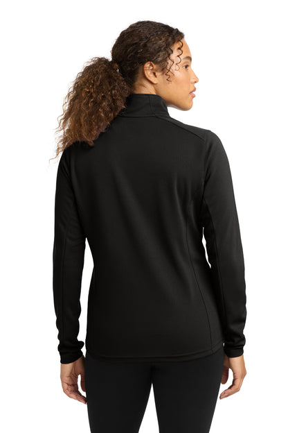 Black Sport-Tek Women's Sport-Wick Textured 1/4-Zip Pullover. LST860 plain