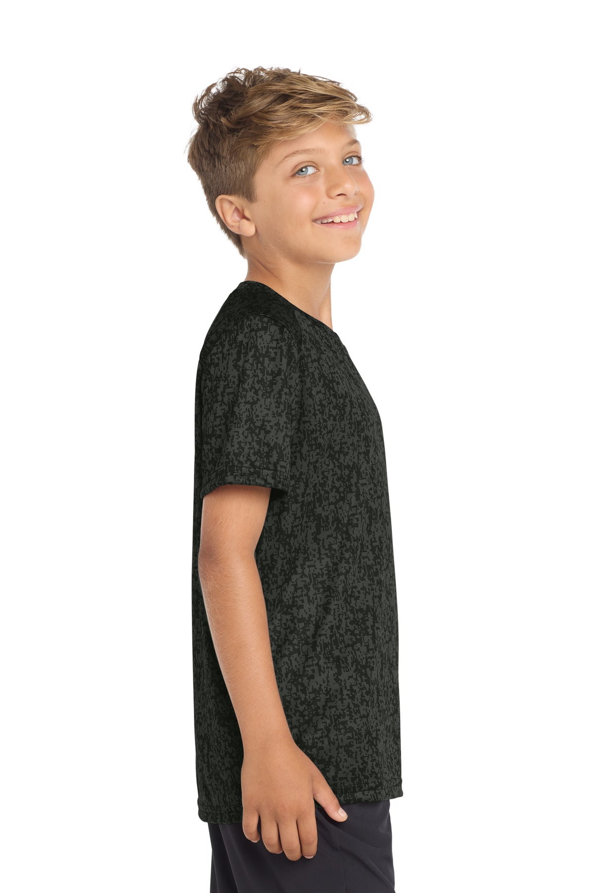 Black Sport-Tek Youth Digi Camo Tee. YST460 plain