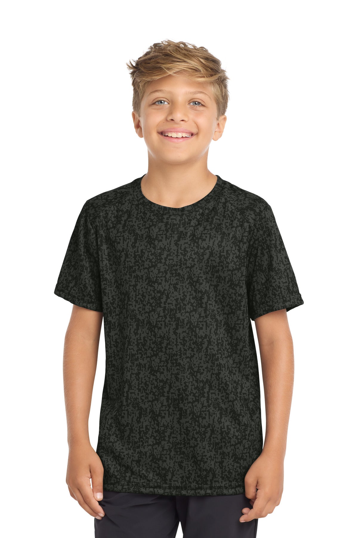 Black Sport-Tek Youth Digi Camo Tee. YST460 plain